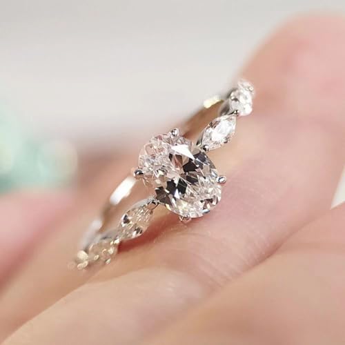 Moissanite Rings Princess Square Diamond Ring Fashion 3CT 925 Sterling Silver Engagement Rings Oval CZ Wedding Promise Rings for Her Classic Simulated Diamond Bands for Women Size 73