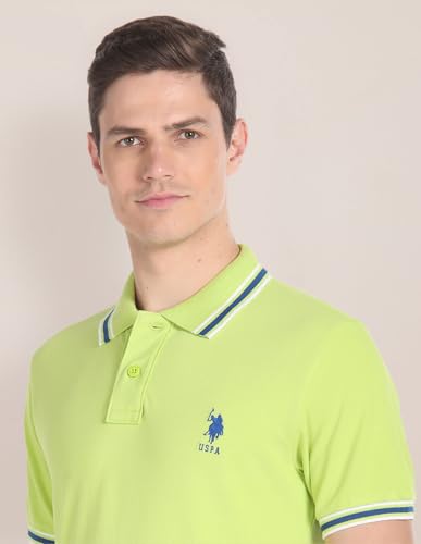 Image of U.S. Polo ASSN. Solid Slim Fit Polo T Shirts for Men - 100% Cotton, Half Sleeves Mens Tshirt