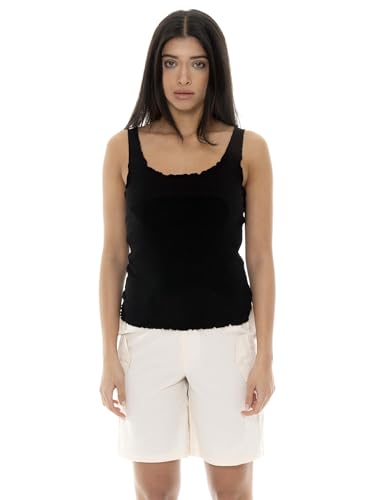 Camiseta de tirantes Leone Chic Gold para mujer en tejido de canalé elástico
