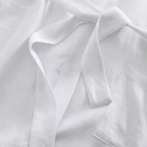 Image of Amazhiyu Womens Pure Linen Mid Length Kimono Robes Lightweight Long Sleeve Bathrobe