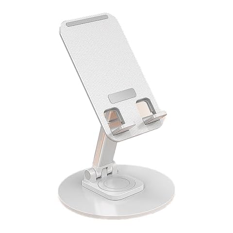AYANICA Cellphone Stand Holder 360° Rotation Phone Stand Foldable Scalable Office Desk Adjustable Portable for Travel White Cover
