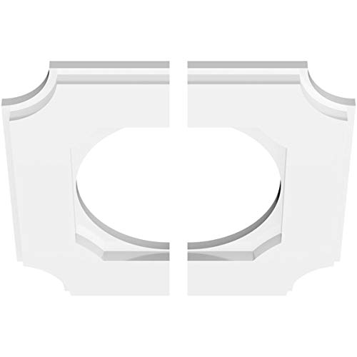 Image of Ekena Millwork CMP12LE2-07000 Locke Architectural Grade PVC Contemporary, Two Piece Urethane Ceiling Medallions 12 inchOD x 7 inchID x 7 inchC x 1 inchP