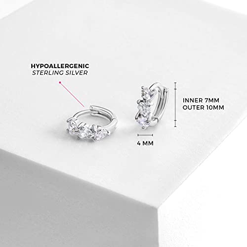 925 Sterling Silver Fashionable Heart Shaped Cubic Zirconia Huggie Earrings 10mm - Pair For Infants, Toddlers & Young Girls- Shiny & Lovable Earrings Best For Birthday Gift4