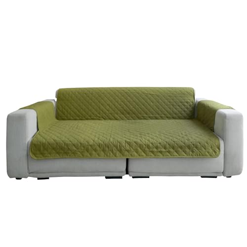 YuppieLife Reversible Sofa Slipcover/Couch Cover/Durable Non Slip Furniture Protector Cover for Pets Dog Kids (Fit seat Width 66in)(Olive Green)