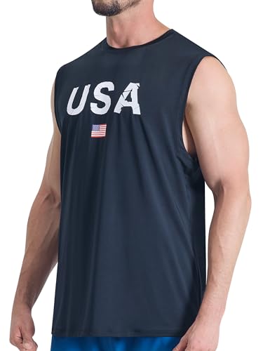Image of EZRUN Men's Workout Sleeveless Shirts Quick Dry Muscle Swim Shirt Gym Fitness Running Beach Tank Tops