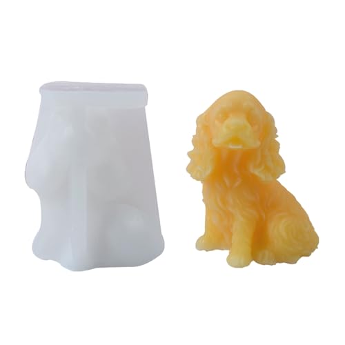 Meiliyizu Moule en Forme de Chien en Silicone pour Bougies, Résine Époxy, Savon, Plâtre et Décorations - Caisses Incluses