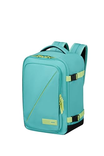 American Tourister Take2Cabin, bolsa de cabina Ryanair de 25 x 20 x 40 cm,24 L, 0,50 kg,equipaje de mano,mochila de avión en forma de S para subasientos, turquesa/verde (turquesa polvoriento y lima)