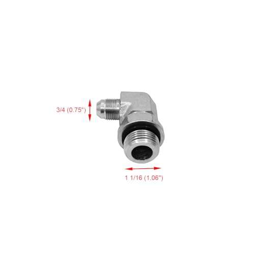 Image of 6801-08-12-NWO Hydraulic Hose Adapter Fitting 1 /2 inch Male JIC 37 Flare(3 /4 inch-16UNF)x3 /4 inchMale Adjustable Nut O-Ring Boss(1-1 /16 inch-12UNF) 90Elbow SAE Pipe Joints Connector Carbon Steel