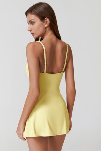 Image of QINSEN Square Neck Swim Dress for Women Tummy Control One Piece Swimsuit Wrap Bathing Suit