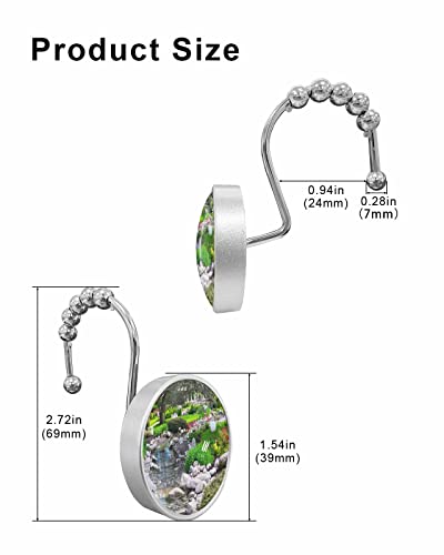 Decorative Shower Curtain Hooks 12Pcs Spring Colorful Garden Beautiful Park Crystal Glass Design Shower Curtain Rings Stainless Steel Rustproof Shower Curtain Hangers For Bathroom Toilet Closet #TOP5