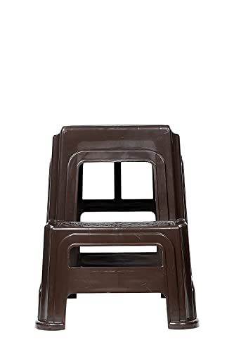 Image of SKYGLAMOUR Supreme Plastic Multi-Purpose Step Stool for Home | Office&Kitchen Use with Weight Bearing Capacity of 150 Kg |2 Step Stool for Home| Color: Wenge; Qnt: 2 Pcs.