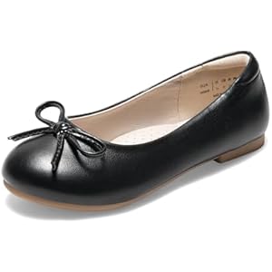 Dream Pairs Girls Dress Shoes Ballet Flats Slip-on Fashion Bow Flower Girl Shoes for Wedding, School, Party, Birthday 3 Little Kid Black