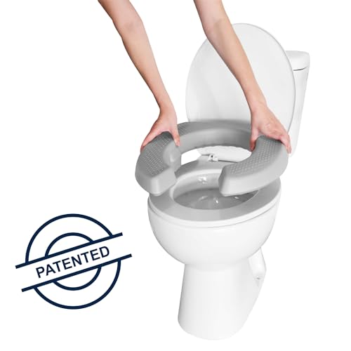 KMINA Toilettensitzerhöhung 5 cm gepolstert für Erwachsene, wasserdichtes Toilettensitzkissen für Senioren, weiche WC Sitzerhöhung Toilette ohne Montage, Patentiert