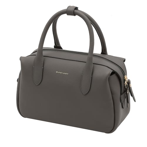 Bolsa Bowling Feminina de Couro Bovino Legítimo Mariart Jambuzinha (Cinza)