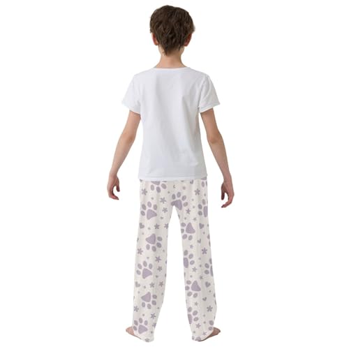 Boys' Pants Purple Paw Hearts Stars Long Bottoms Jogger Pants Elastic Waist Trousers with Pockets S-XL3