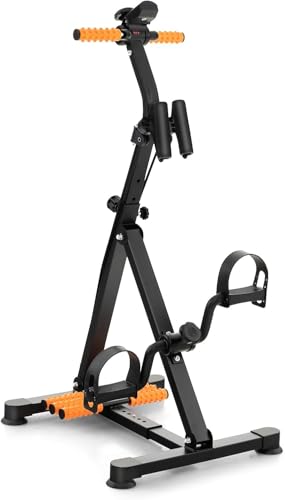 waqif Pedal Exerciser for Seniors, Adjustable Hand Arm Leg Knee Exercise Equipment w/Resistance Band, Foot Massage Roller, LCD Monitor, Home Exercise Bike for Elderly