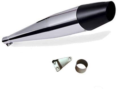 WHEETOYKART Dolphin Silencer Exhaust Chrome Front Black Glasswool Bike Enfield Classic 350 Full Exhaust System (Mild Steel)