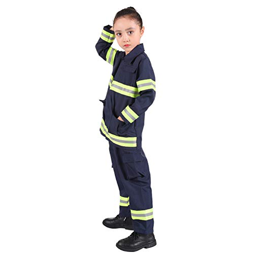 CO-AVE Firefighter Costume Pretend Fireman Dress Up Set for Kids Boys and Girls,3-8T Navy