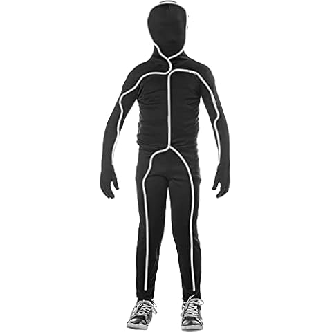 Seasons Child Light Up Stick Figure Cosutme EL Light Hooded Bodysuit for Boys (M-(8-10)) Cover