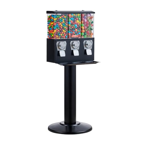 Vevor LARGE GUMBALL BANK25 CENTS Commercial Vending Machine, Triple Compartment Candy Dispenser With Iron Stand, Gumball And Candy Machine thumb #11