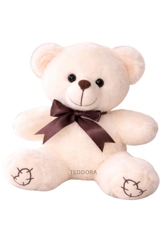 Image of Teddy Bear with Ribbon Tie Soft Toy for Girls Boys Kids,Butter,Teddy Animal Plush Stuffed Baby Gift Birthday, 18cm