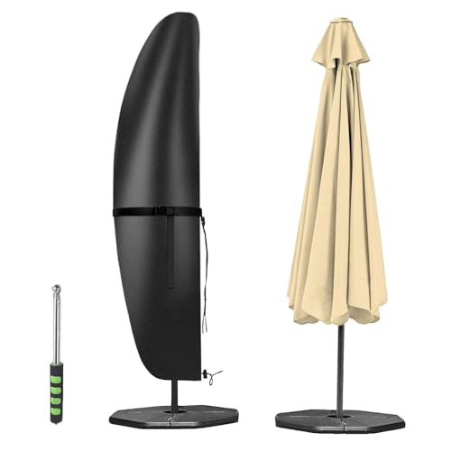 Aipwerer Housse Parasol Déporté, Housse de Protection pour Paraso avec Perche, Imperméable, Anti-UV, Coupe-Vent, Housse de Parasol de Jardin Extérieur Noir...