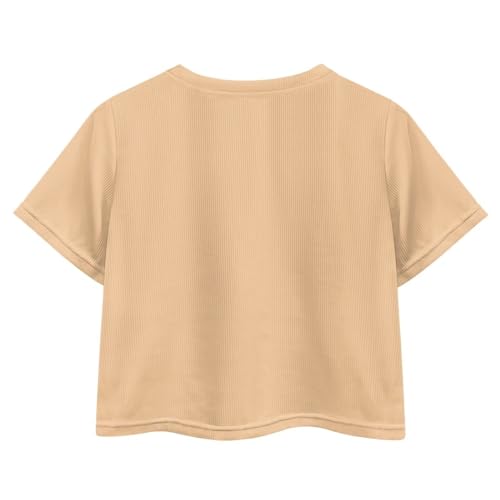 Cropped T Shirt for Girls Summer Casual Tees Top Short Sleeve Shirts Crop Tops 5-14T2
