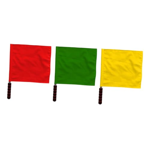 GOOHOCHY 3pcs Match Referee Flags Yellow Red Traffic Signal Flags Waving for Sports Events