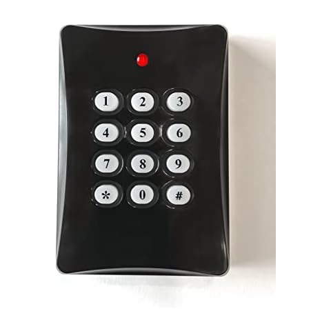 Blue Charm Fake Security Alarm Keypad, Extra Long 1.5 Year Continuous Usage Battery Life, No Wiring Needed, Red Blinking LED Light with Black Housing, (Four AAA Batteries, not Included) Cover