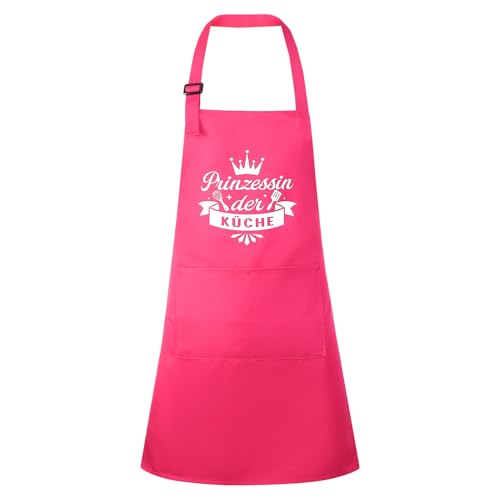 Livdouyu Kochschürze Kinder Lustige Kochschürze -Prinzessin Der Küche- mit 2 Taschen Verstellbare Malschürze Mädchen für Kochen Malen Grillen M