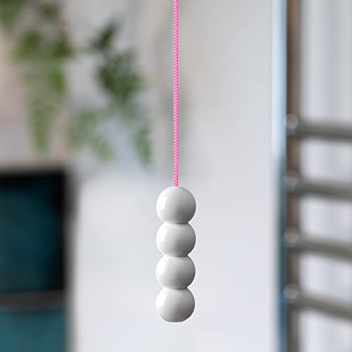 Light Pull Cord String with a Bead Style Ice White Handle, Choice of Bright and Fun Cord Colours. (Bright Pink) - Image 2