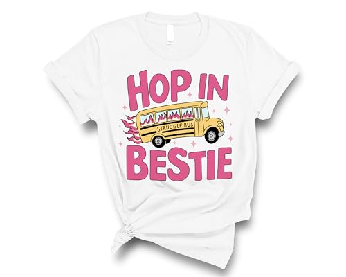 Hop In Bestie Struggle Bus T-Shirt, Humorous Mental Health T-Shirt for Friendship, Ideal Gift for Close Friends, Funny Struggle Bus Design for Best Friends (WHITE, ADULT MEDIUM) -  ORELET