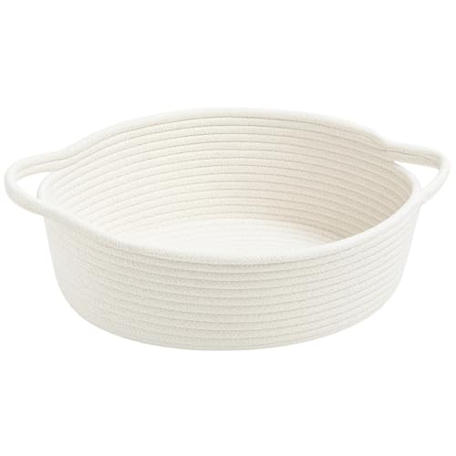 Geschenkkorb Leer, Geflochtener Korb Weiß mit Griff, Korb für Geschenke und Aufbewahrung, Geschenkkorb Baby, Geflochten für Kinderzimmer