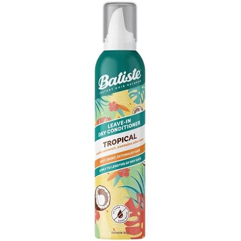 Batiste Dry Leave In Conditioner Tropical 100 ml, Hair Conditioner Foam by Batiste Dry Shampoo, for Dry Hair, Exotic Coconut Fragrance, No Rinse Formula with Aloe Vera, Vegan Friendly Conditioner Cover