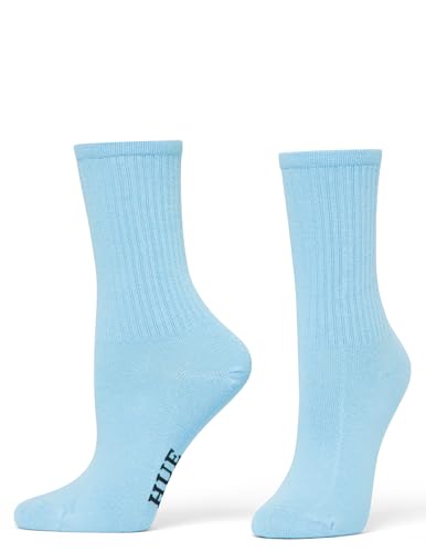 Image of HUE Women's Casual Ribbed Must-have Crew Lightweight Athletic Socks 3 Pair Pack