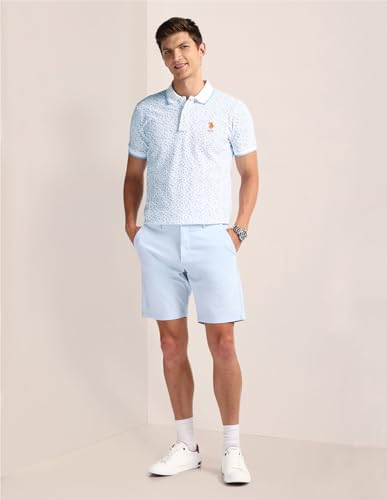 Image of U.S. Polo ASSN. Printed Slim Fit Polo T Shirts for Men - 100% Cotton, Half Sleeves Mens Tshirt