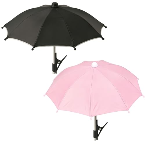nuneoeuo 2 Pieces Phone Umbrella for Sun Set Phone Sun Shade Umbrella for Phones Mobile Phones Umbrellas Shade Black and Pink Universal Models Suitable for Multiple Mobile Phones