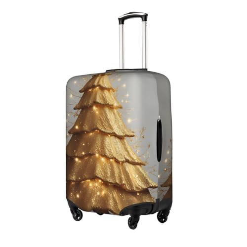 Suitcase Cover For Luggage Golden Glitter Christmas Tree Printed Elastic Travel Luggage Covers Protector Fits 18-32 Inch Suitcase2