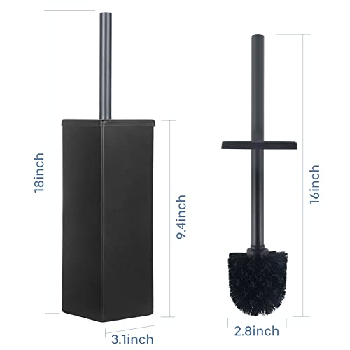 Image of DOWRY Stainless Steel Toilet Bowl Brush and Holder for Bathroom Storage Organization Cleaning, Black Freestanding Toilet Brush with Holder