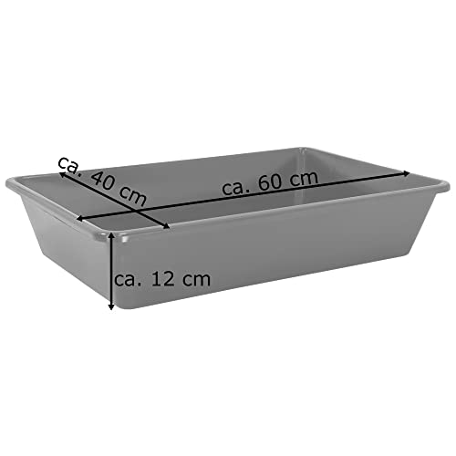 Petigi 3X Wanne aus Kunststoff Plastik Schüssel 20 L Staubbad Sandbad Plastikwanne Fusswanne Badewanne Kunststoffwanne eckig 60x40x12 cm Schwarz Aufbewahrung