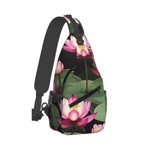 Bolso bandolera con estampado de flores Asian Lotus negro miniatura 2