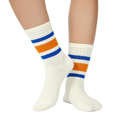 Image of Century Star Retro Striped Novelty Socks For Women Vintage Casual Crew Socks Sporty Calf Socks Cotton Socks Women