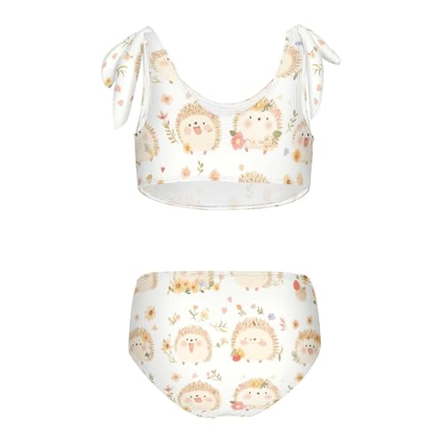 KLL Cute Watercolor Hedgehogs Girls' 2 Piece Bikini Sets Scoop Neck Swimsuit Swimwear Adjustable Shoulder Strap2