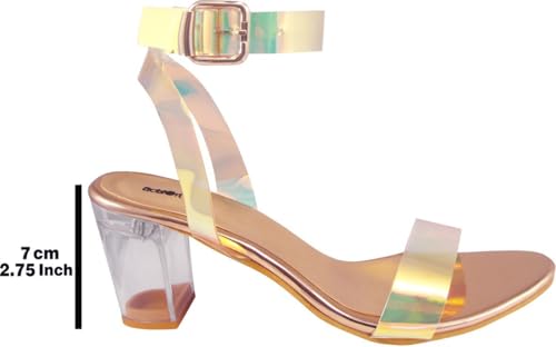Image of Acttion Patent Leather Stiletto Sandals|Ankle Strap| Water-resis Tant| Heel Gold