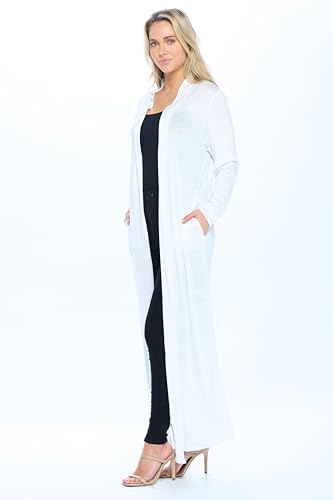 Image of Isaac Liev Women's Maxi Cardigan - Casual Long Flowy Open Front Floor Length Drape Lightweight Duster Sweater Made in USA