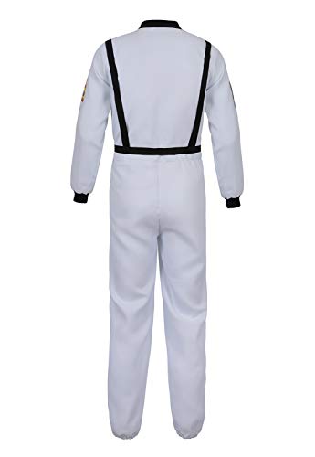 frawirshau Astronaut Costume Adult Role Play Cosplay Costumes Spaceman Flight Jumpsuit Space Suit for Men White XL - Thumbnail 5