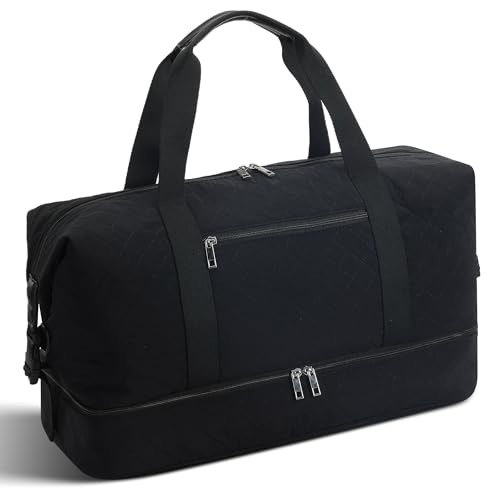 Oeihuivt Weekender Bags for Women with 3 Extra Pack - 21 Inch Large Travel Duffel Bag Set with Shoe Compartment, Heavy-Duty Nylon Carry on Overnight Tote, Black by Oeihuivt - Used condition - US$30.59