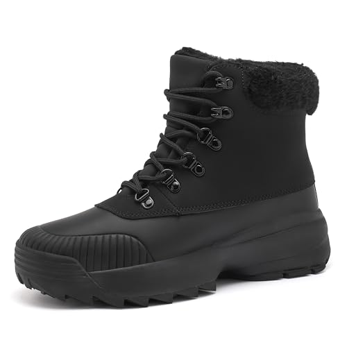 TIAROOTT Winter Barfußschuhe Warm Gefüttert Winterschuhe für Damen, Wasserdicht Knöchelhohe Winterstiefel, Warm Schneestiefel mit rutschfest Sohle, Schwarz,Gr.40