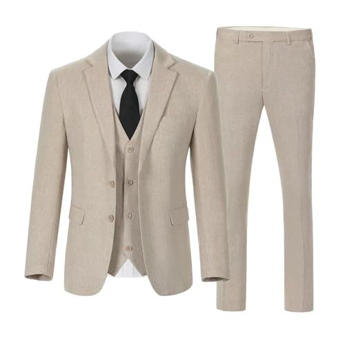 Men Suits Tweed Herringbone Blazer Slim Fit Tuxedos Casual Champagne Groom Blazer Prom Suit 3 Piece Jacket Vest Pants2