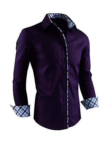 Image of Zombom Combo of Men's Solid Regular Fit Cotton Blend Full Sleeve Casual Shirts (Pack of 2)